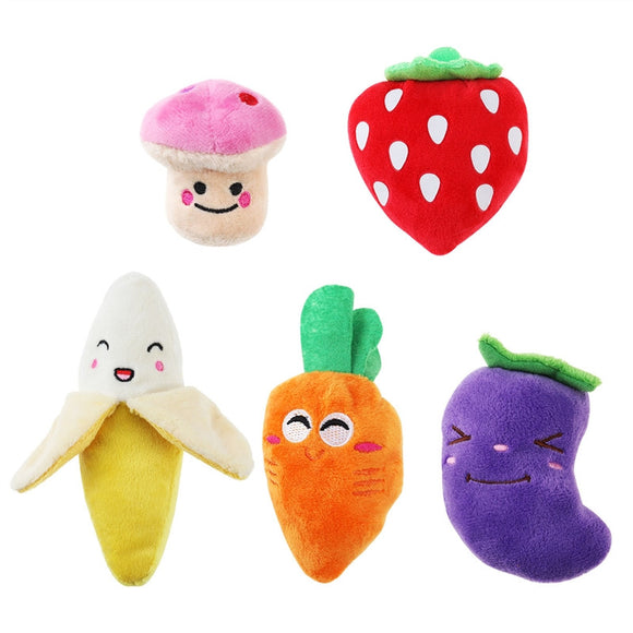 Squeaky Dog Toys for Small Dogs Fruits and Vegetables Plush Puppy Dog Toys