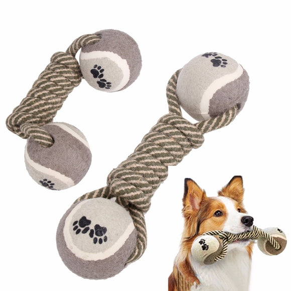 Pet Chew Toys Dumbbell Cotton Rope Tennis Ball